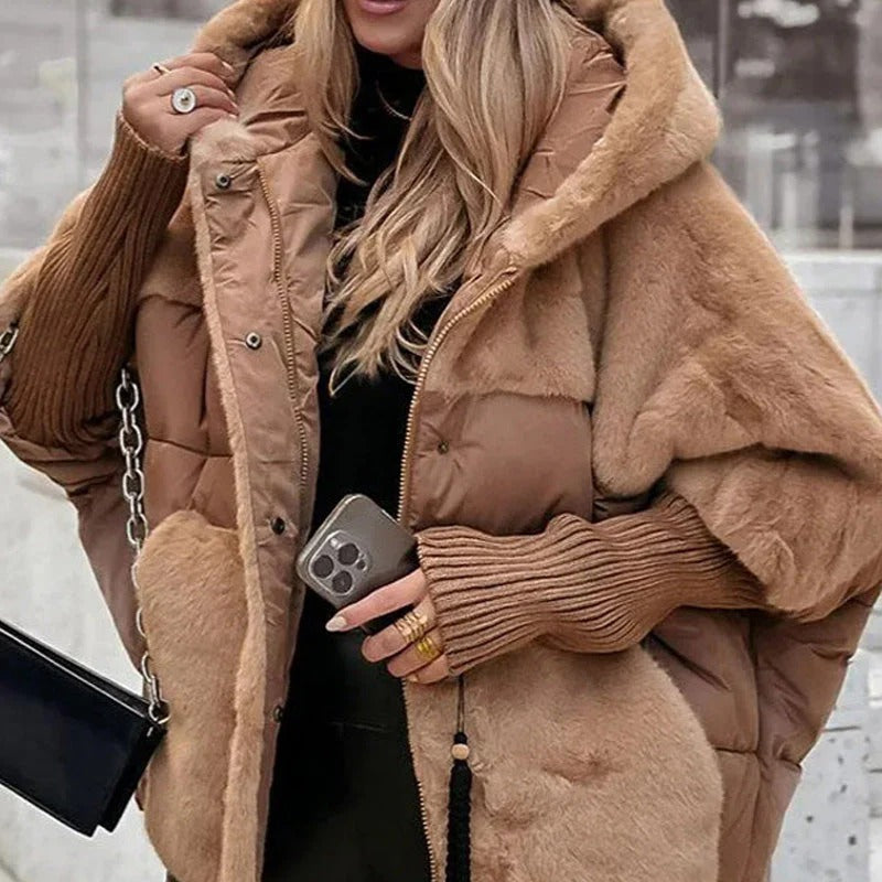 Noemi | Giacca Teddy con Inserti Imbottiti e Cappuccio