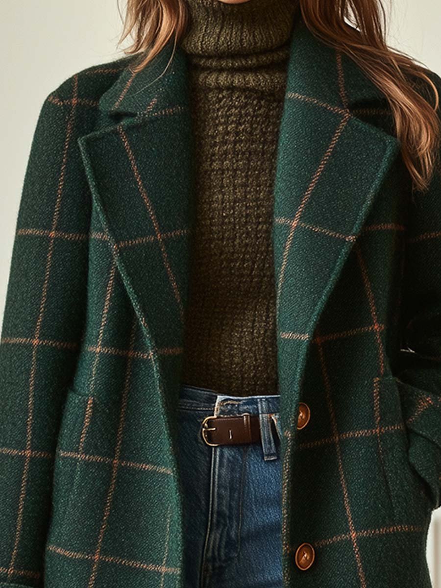 Caterina | Cappotto a quadri con revers classici