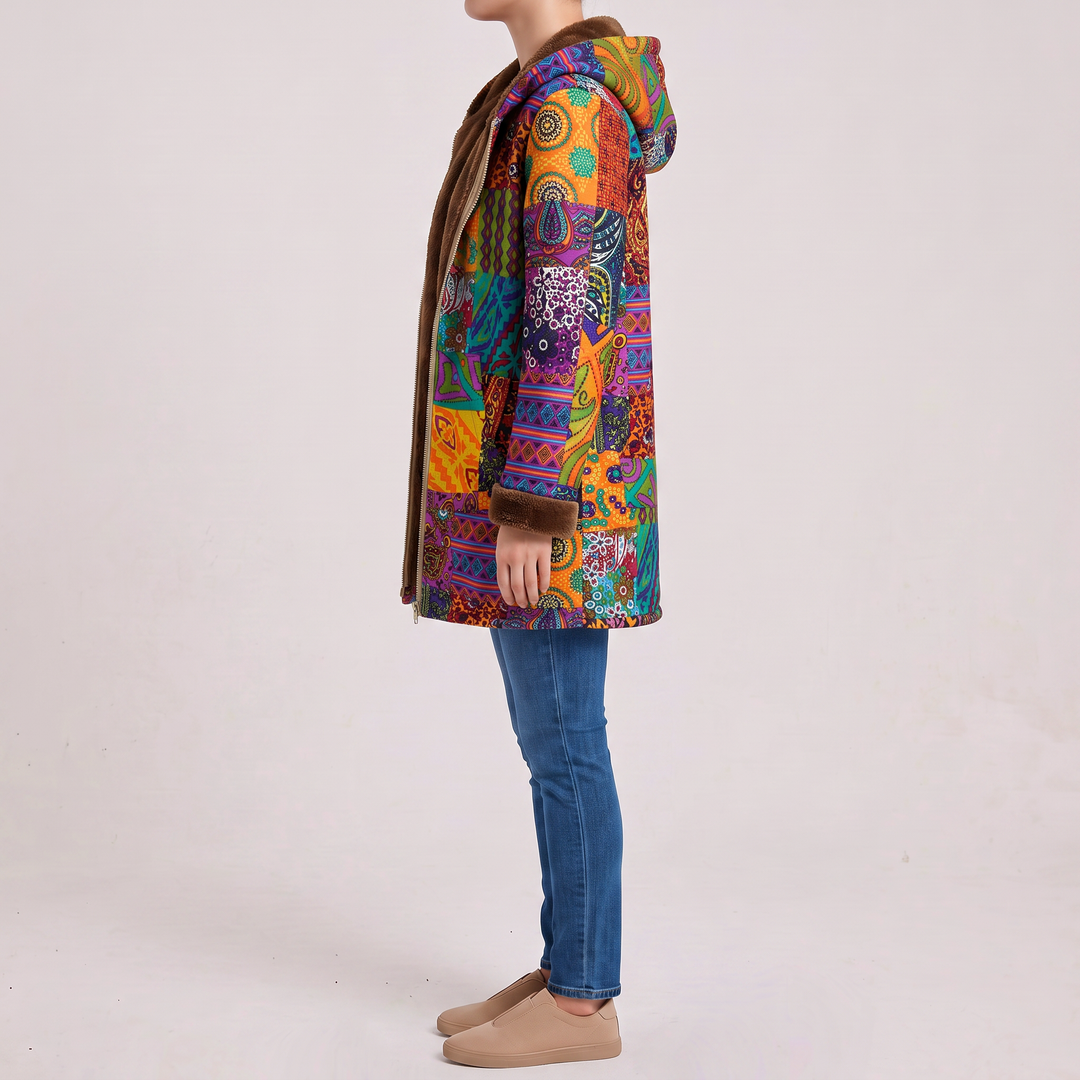 Sofia | Cappotto con Motivo Patchwork Boho