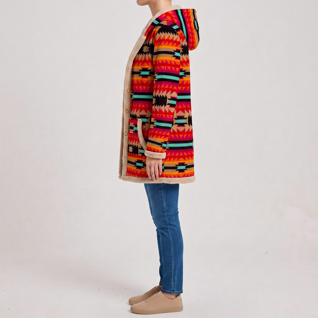 Giulia | Cappotto con Motivo Geometrico Etnico