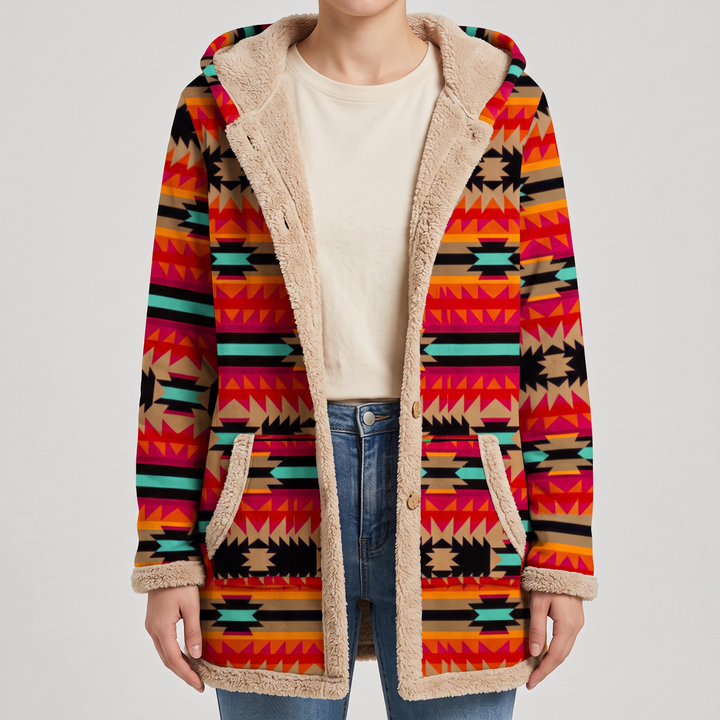 Giulia | Cappotto con Motivo Geometrico Etnico