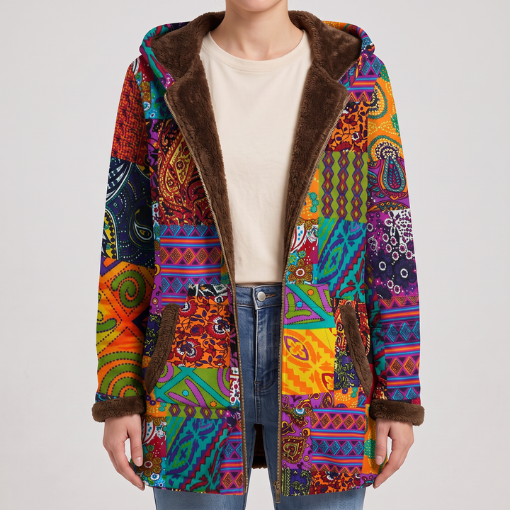 Sofia | Cappotto con Motivo Patchwork Boho