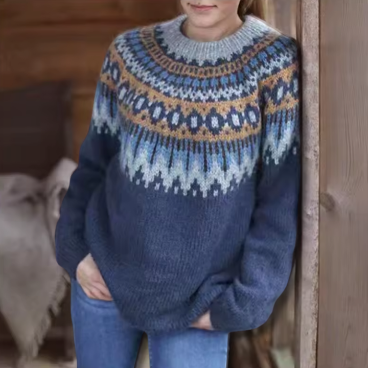 Serena | Maglione in lana merino con motivo nordico sulle spalle